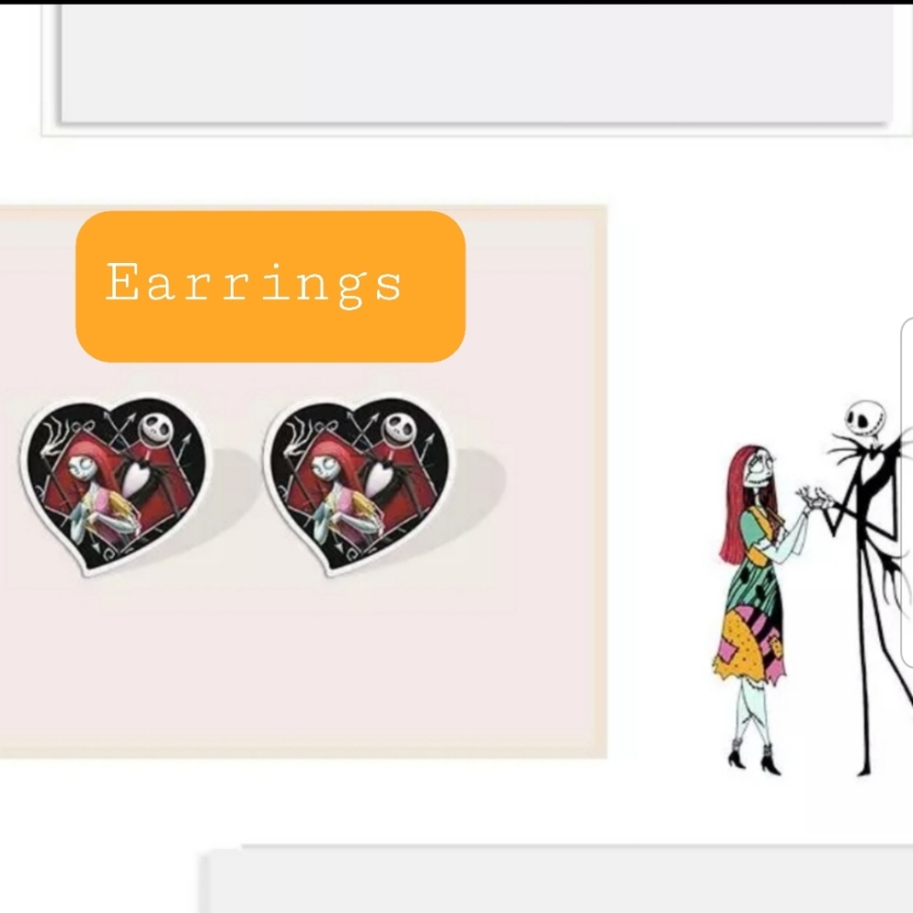 Jack and Sally mini heart earrings - Picture 1 of 3